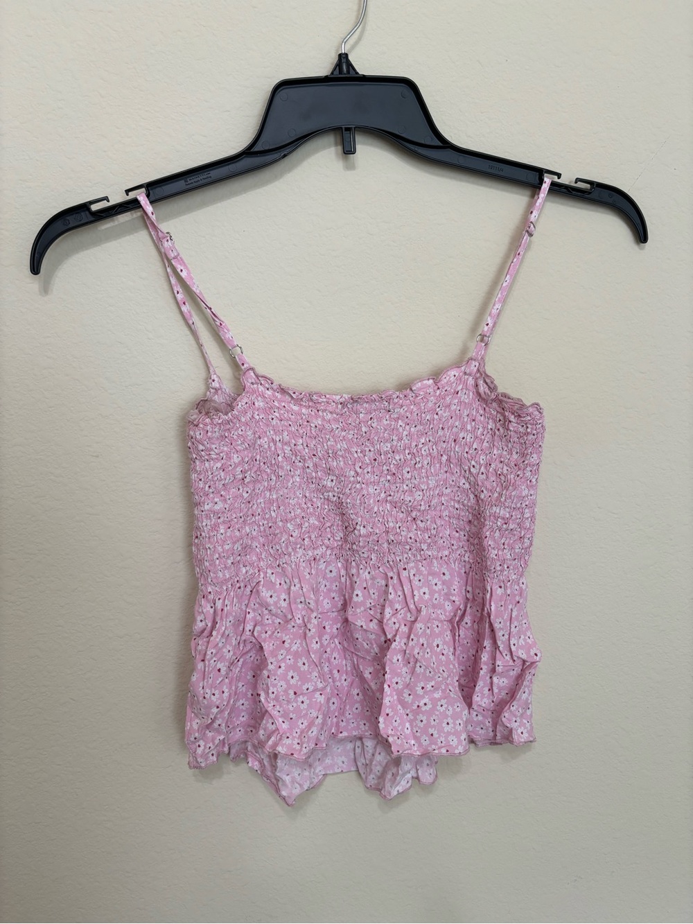 Active USA Pink Floral Smocked Cami - Picture 3 of 3